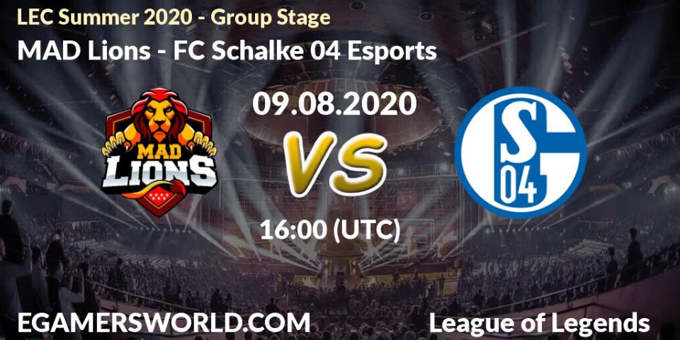 MAD Lions vs FC Schalke 04 Esports: Betting TIp, Match Prediction. 09.08.2020 at 16:00. LoL, LEC Summer 2020 - Group Stage