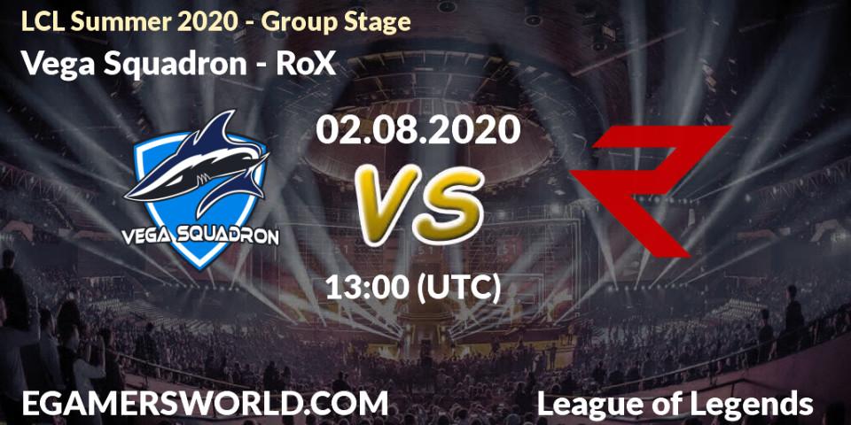 Vega Squadron vs RoX: Betting TIp, Match Prediction. 02.08.20. LoL, LCL Summer 2020 - Group Stage