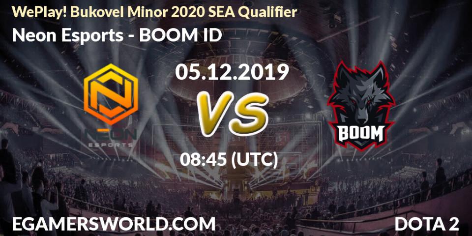 Neon Esports vs BOOM ID: Betting TIp, Match Prediction. 05.12.19. Dota 2, WePlay! Bukovel Minor 2020 SEA Qualifier