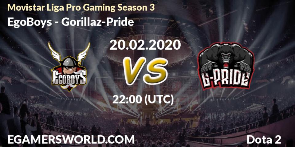 EgoBoys vs Gorillaz-Pride: Betting TIp, Match Prediction. 20.02.20. Dota 2, Movistar Liga Pro Gaming Season 3