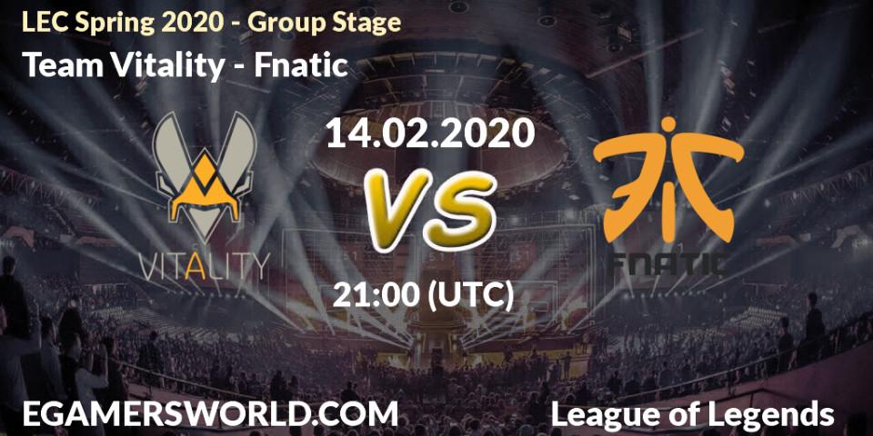 Team Vitality vs Fnatic: Betting TIp, Match Prediction. 14.02.20. LoL, LEC Spring 2020 - Group Stage