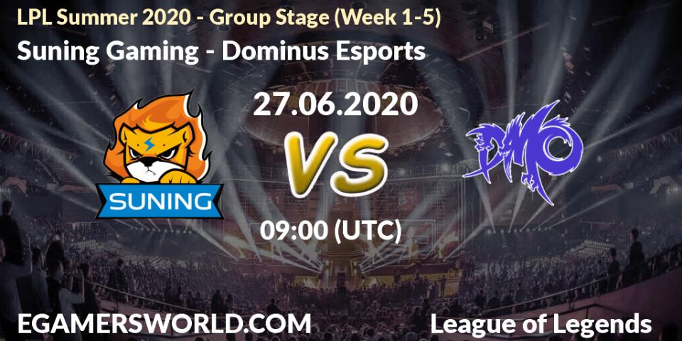 Suning Gaming vs Dominus Esports: Betting TIp, Match Prediction. 27.06.20. LoL, LPL Summer 2020 - Group Stage (Week 1-5)