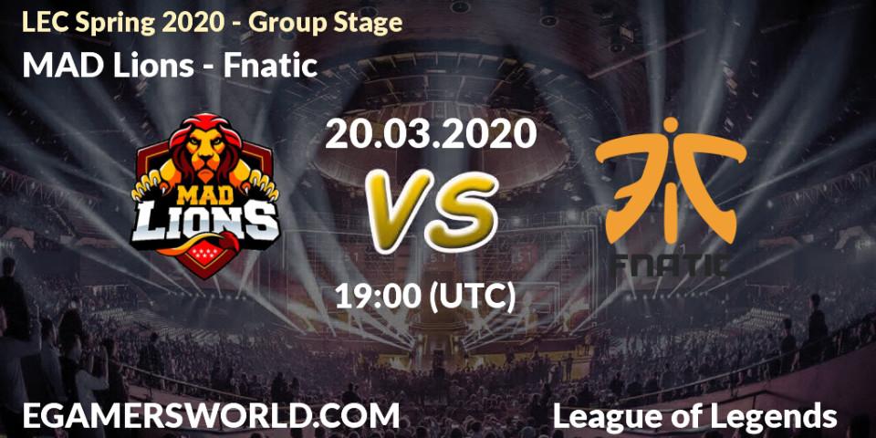 MAD Lions vs Fnatic: Betting TIp, Match Prediction. 27.03.20. LoL, LEC Spring 2020 - Group Stage