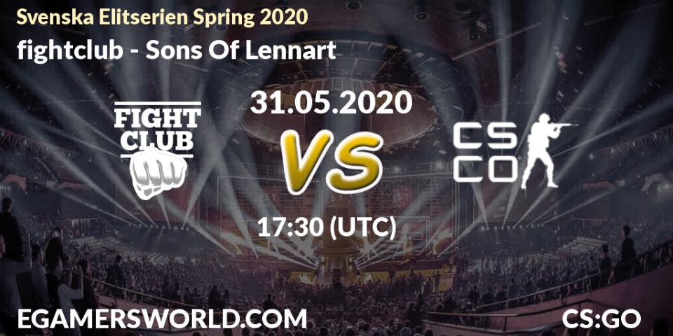fightclub vs Sons Of Lennart: Betting TIp, Match Prediction. 31.05.20. CS2 (CS:GO), Svenska Elitserien Spring 2020