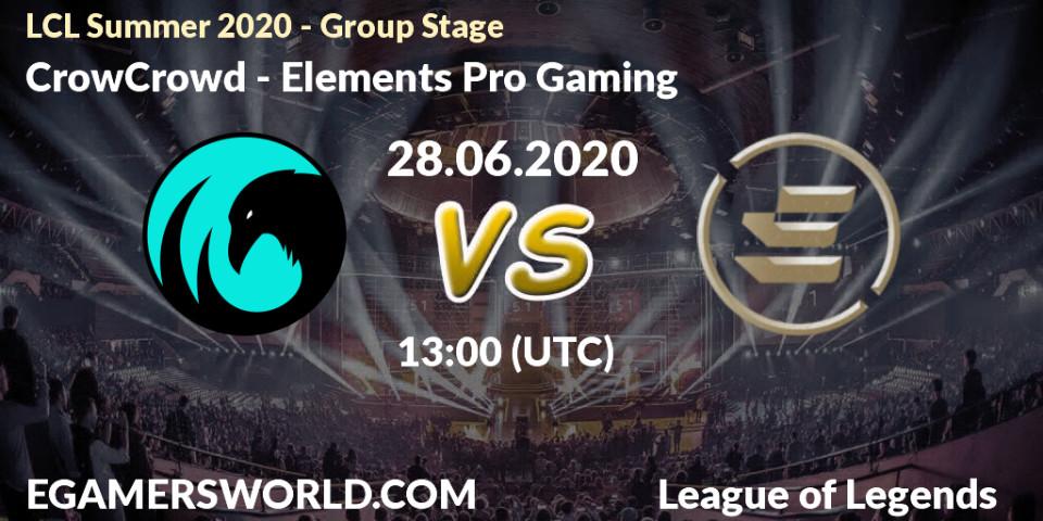 CrowCrowd vs Elements Pro Gaming: Betting TIp, Match Prediction. 28.06.20. LoL, LCL Summer 2020 - Group Stage