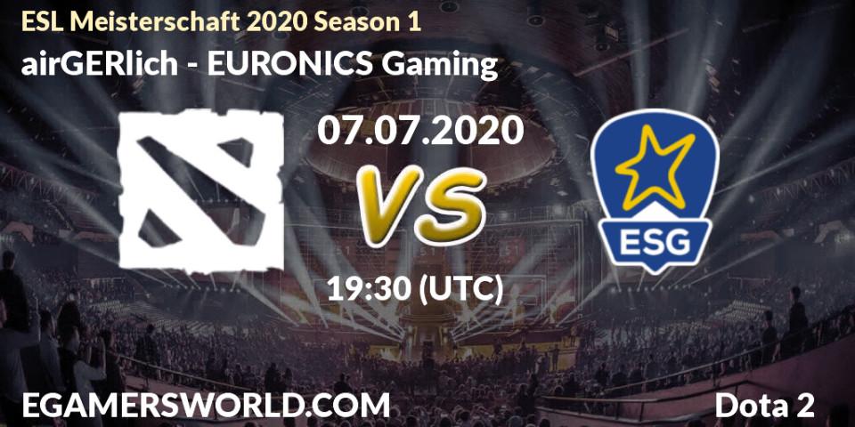 airGERlich vs EURONICS Gaming: Betting TIp, Match Prediction. 07.07.2020 at 19:40. Dota 2, ESL Meisterschaft 2020 Season 1