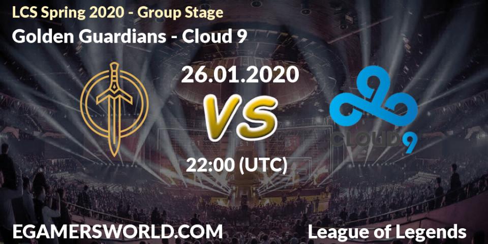 Golden Guardians vs Cloud 9: Betting TIp, Match Prediction. 26.01.20. LoL, LCS Spring 2020 - Group Stage