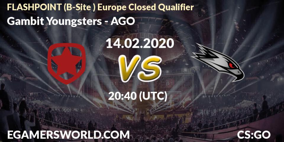 Gambit Youngsters vs AGO: Betting TIp, Match Prediction. 14.02.2020 at 20:55. Counter-Strike (CS2), FLASHPOINT Europe Closed Qualifier