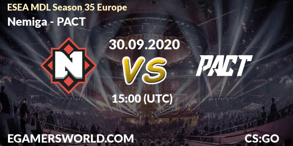 Nemiga vs PACT: Betting TIp, Match Prediction. 30.09.20. CS2 (CS:GO), ESEA MDL Season 35 Europe