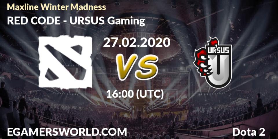 RED CODE vs URSUS Gaming: Betting TIp, Match Prediction. 27.02.20. Dota 2, Maxline Winter Madness