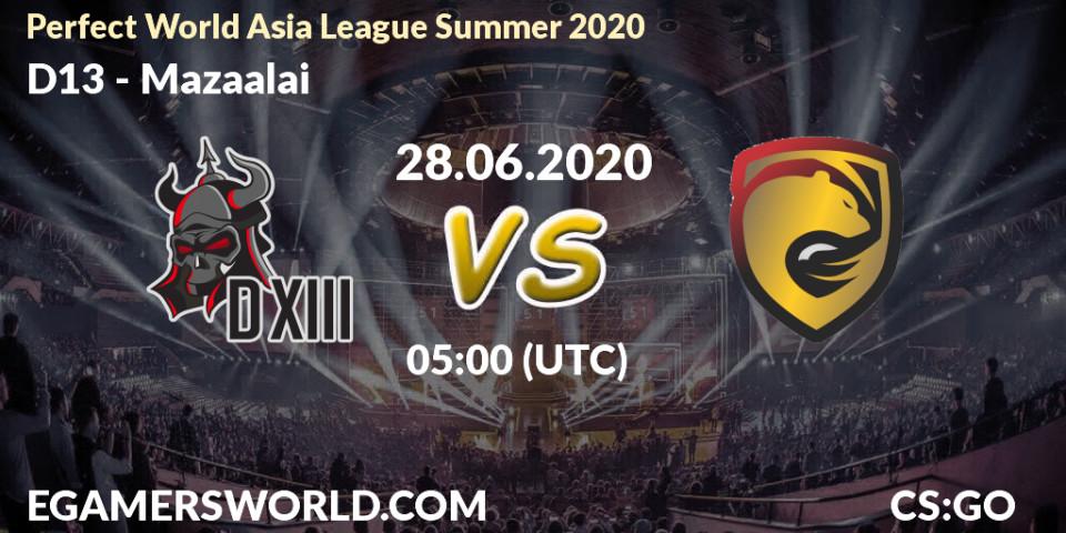D13 vs Mazaalai: Betting TIp, Match Prediction. 28.06.20. CS2 (CS:GO), Perfect World Asia League Summer 2020