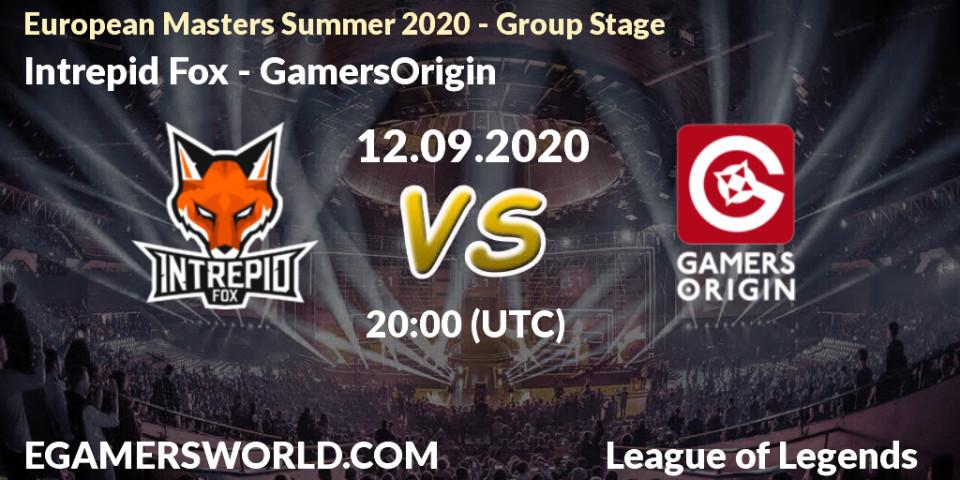 Intrepid Fox vs GamersOrigin: Betting TIp, Match Prediction. 12.09.2020 at 20:00. LoL, European Masters Summer 2020 - Group Stage