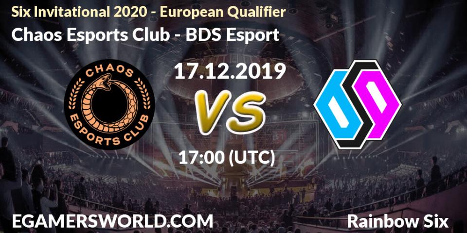 Chaos Esports Club vs BDS Esport: Betting TIp, Match Prediction. 17.12.19. Rainbow Six, Six Invitational 2020 - European Qualifier
