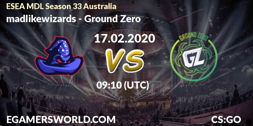 madlikewizards vs Ground Zero: Betting TIp, Match Prediction. 17.02.20. CS2 (CS:GO), ESEA MDL Season 33 Australia