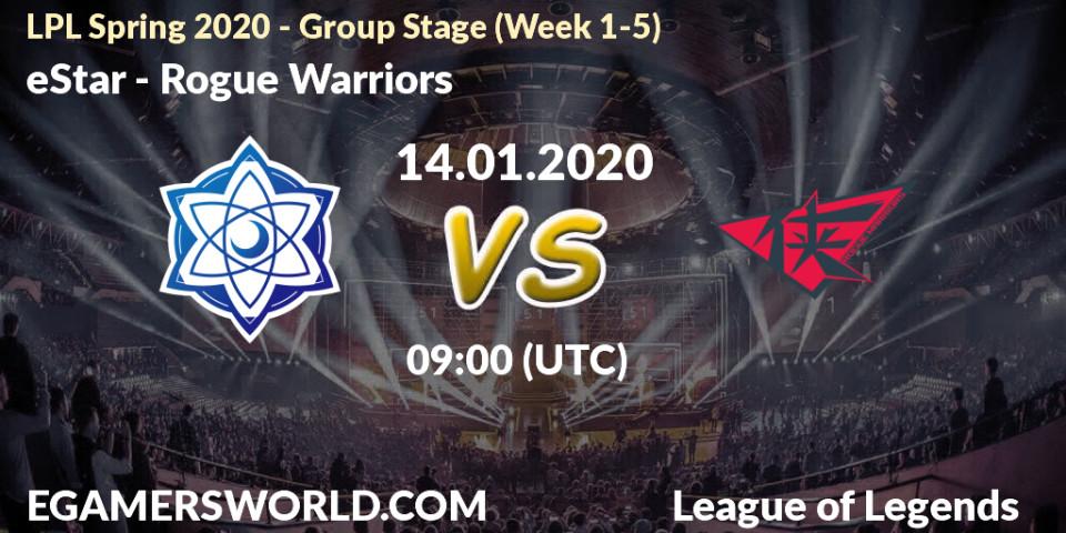 eStar vs Rogue Warriors: Betting TIp, Match Prediction. 14.01.20. LoL, LPL Spring 2020 - Group Stage (Week 1-4)