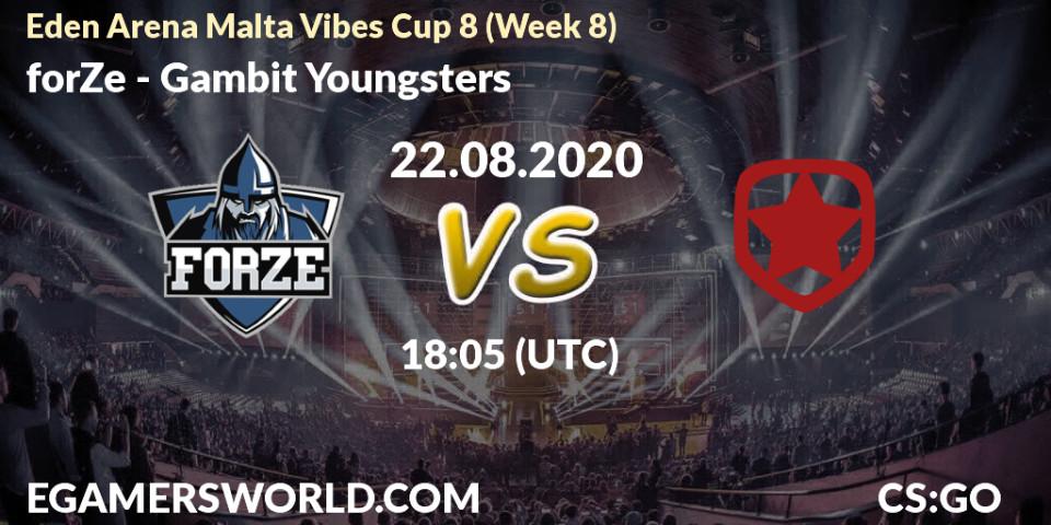 forZe vs Gambit Youngsters: Betting TIp, Match Prediction. 22.08.20. CS2 (CS:GO), Eden Arena Malta Vibes Cup 8 (Week 8)