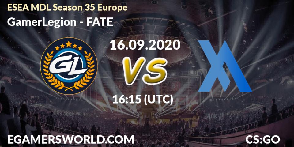 GamerLegion vs FATE: Betting TIp, Match Prediction. 16.09.20. CS2 (CS:GO), ESEA MDL Season 35 Europe