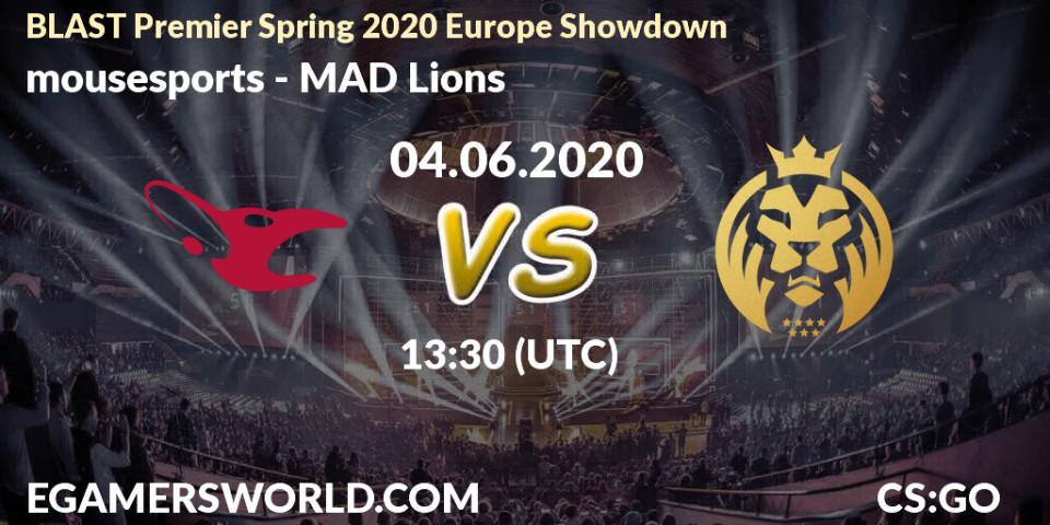 mousesports vs MAD Lions: Betting TIp, Match Prediction. 04.06.2020 at 13:30. Counter-Strike (CS2), BLAST Premier Spring 2020 Europe Showdown