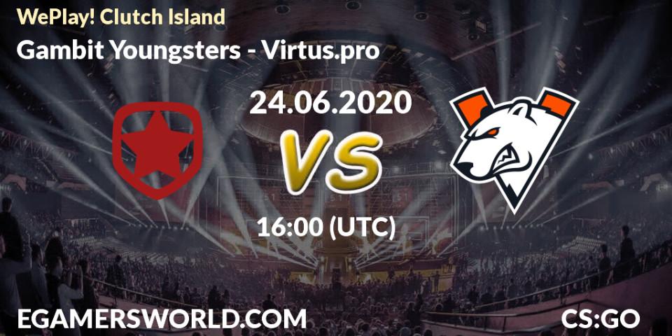 Gambit Youngsters vs Virtus.pro: Betting TIp, Match Prediction. 24.06.20. CS2 (CS:GO), WePlay! Clutch Island