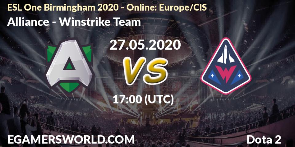 Alliance vs Winstrike Team: Betting TIp, Match Prediction. 27.05.20. Dota 2, ESL One Birmingham 2020 - Online: Europe/CIS