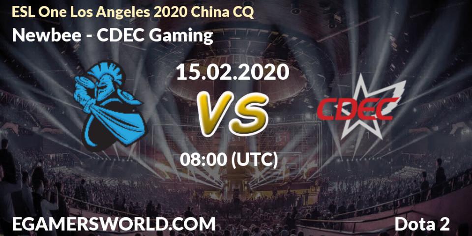Newbee vs CDEC Gaming: Betting TIp, Match Prediction. 15.02.20. Dota 2, ESL One Los Angeles 2020 China CQ
