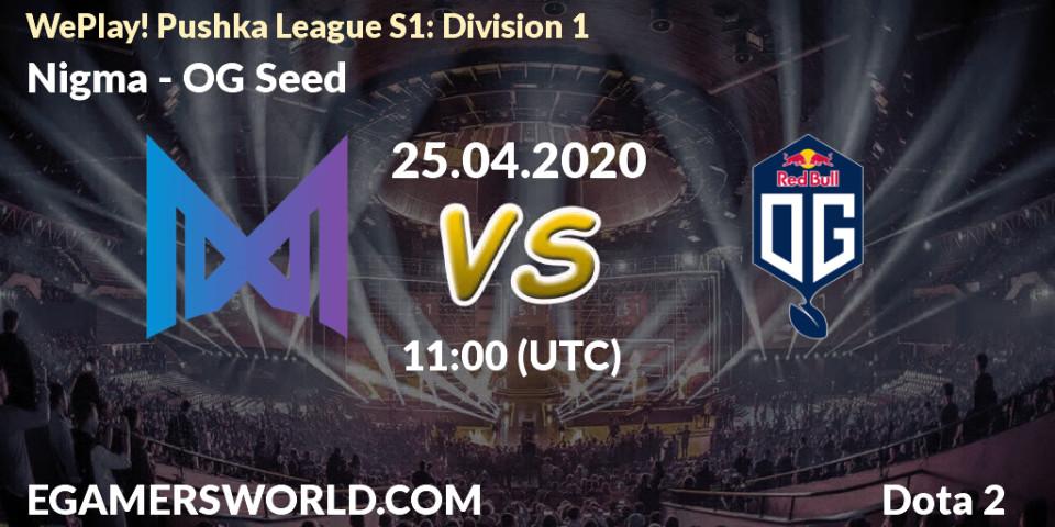 Nigma vs OG Seed: Betting TIp, Match Prediction. 27.04.2020 at 11:03. Dota 2, WePlay! Pushka League S1: Division 1