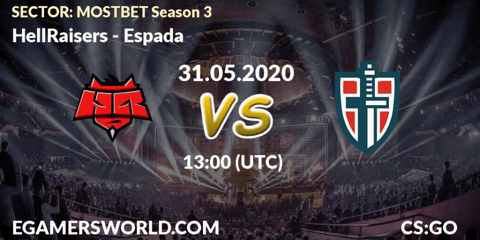 HellRaisers vs Espada: Betting TIp, Match Prediction. 31.05.2020 at 13:00. Counter-Strike (CS2), SECTOR: MOSTBET Season 3