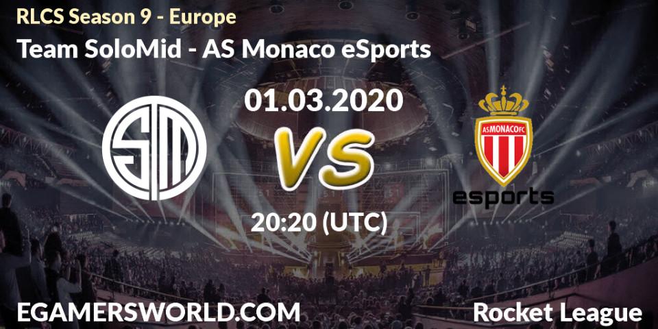 Team SoloMid vs AS Monaco eSports: Betting TIp, Match Prediction. 01.03.20. Rocket League, RLCS Season 9 - Europe