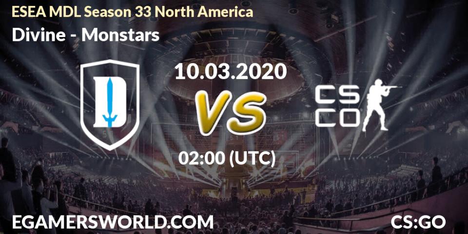 Divine vs Monstars: Betting TIp, Match Prediction. 10.03.20. CS2 (CS:GO), ESEA MDL Season 33 North America