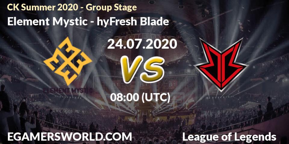 Element Mystic vs hyFresh Blade: Betting TIp, Match Prediction. 24.07.20. LoL, CK Summer 2020 - Group Stage