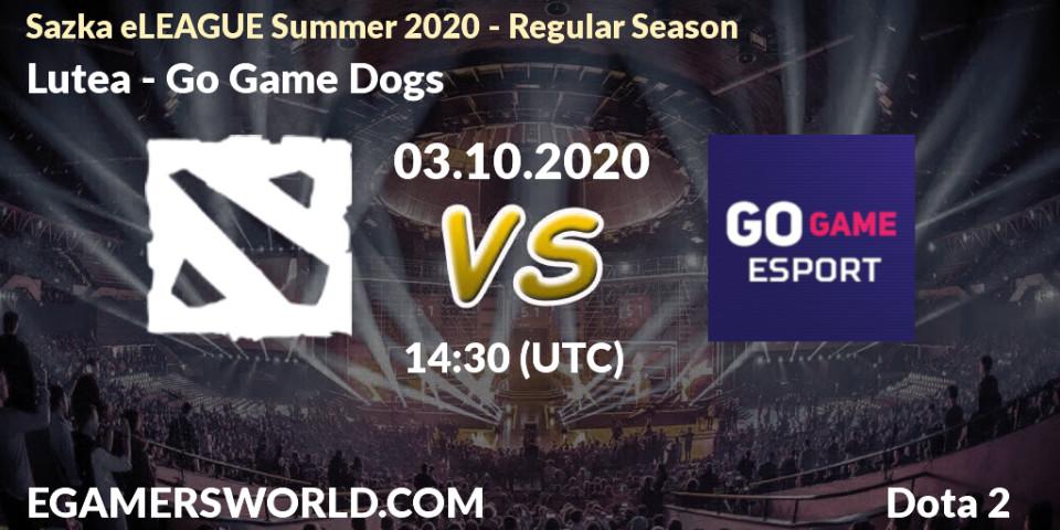 Lutea vs Go Game Dogs: Betting TIp, Match Prediction. 03.10.2020 at 14:30. Dota 2, Sazka eLEAGUE Summer 2020 - Regular Season