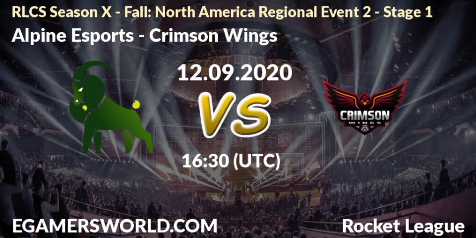 Alpine Esports vs Crimson Wings: Betting TIp, Match Prediction. 13.09.2020 at 16:30. Rocket League, RLCS Season X - Fall: North America Regional Event 2 - Stage 1