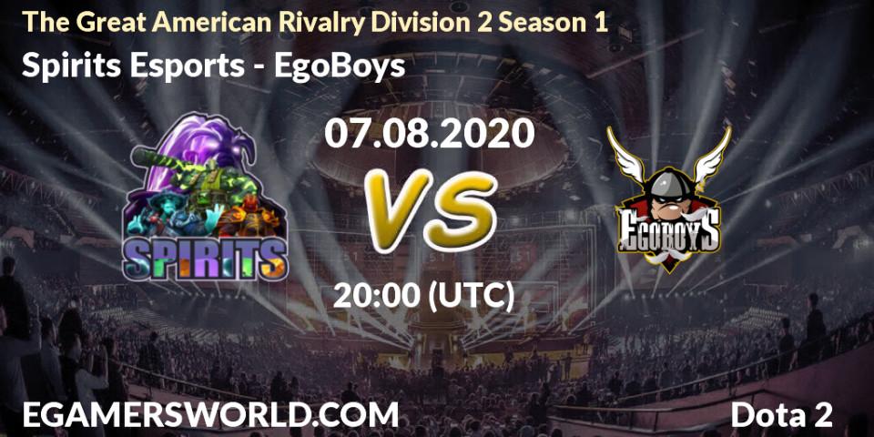 Spirits Esports vs EgoBoys: Betting TIp, Match Prediction. 07.08.2020 at 18:03. Dota 2, The Great American Rivalry Division 2 Season 1