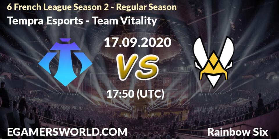 Tempra Esports vs Team Vitality: Betting TIp, Match Prediction. 17.09.2020 at 17:50. Rainbow Six, 6 French League Season 2 