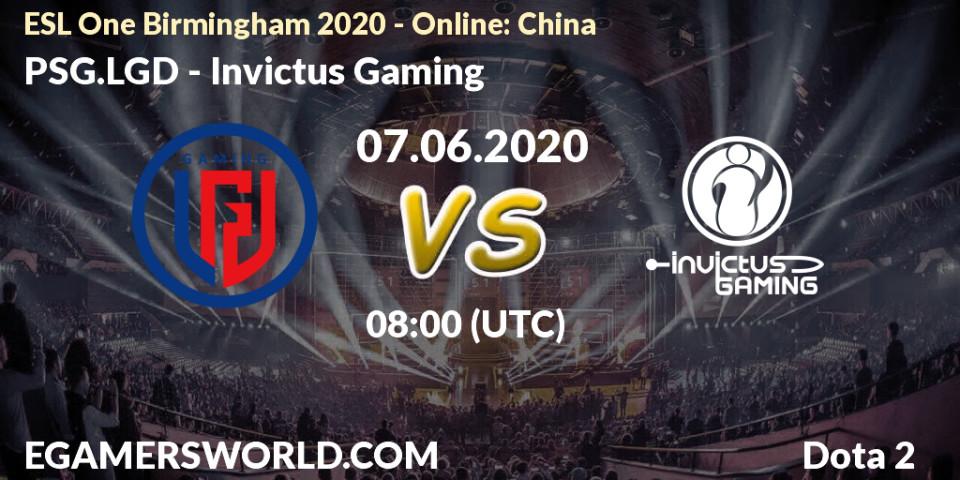 PSG.LGD vs Invictus Gaming: Betting TIp, Match Prediction. 07.06.20. Dota 2, ESL One Birmingham 2020 - Online: China
