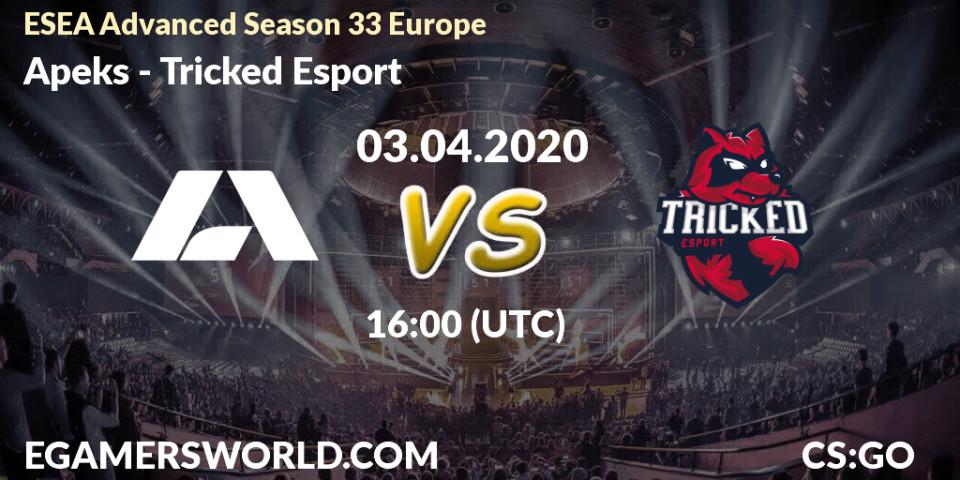 Apeks vs Tricked Esport: Betting TIp, Match Prediction. 03.04.20. CS2 (CS:GO), ESEA Advanced Season 33 Europe