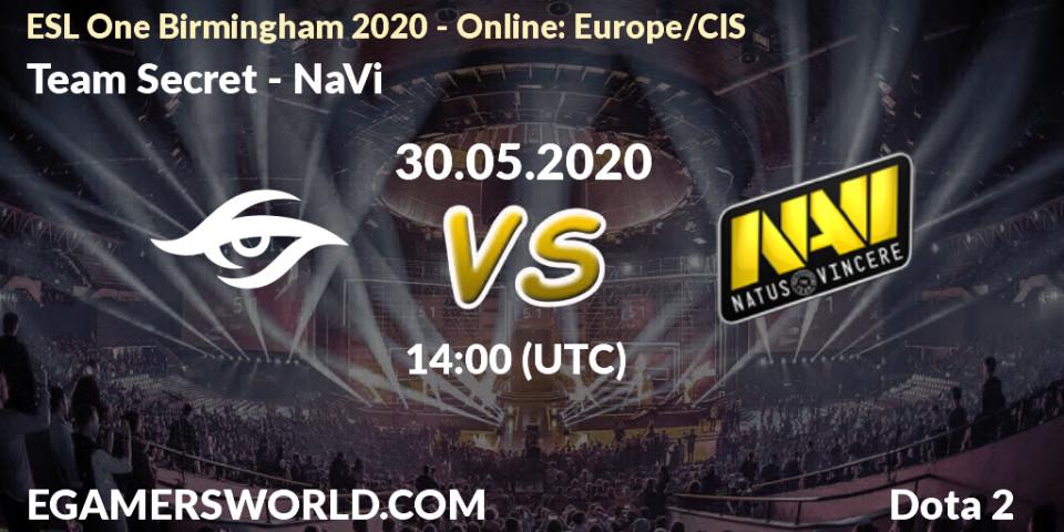 Team Secret vs NaVi: Betting TIp, Match Prediction. 30.05.20. Dota 2, ESL One Birmingham 2020 - Online: Europe/CIS