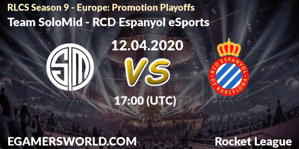 Team SoloMid vs RCD Espanyol eSports: Betting TIp, Match Prediction. 12.04.2020 at 17:00. Rocket League, RLCS Season 9 - Europe: Promotion Playoffs