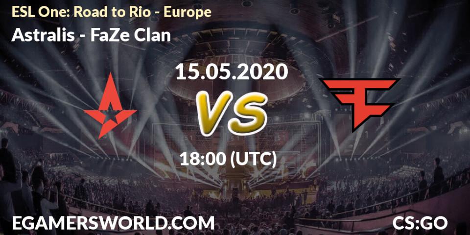 Astralis vs FaZe Clan: Betting TIp, Match Prediction. 15.05.2020 at 18:30. Counter-Strike (CS2), ESL One: Road to Rio - Europe