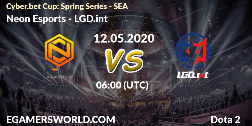 Neon Esports vs LGD.int: Betting TIp, Match Prediction. 12.05.2020 at 06:05. Dota 2, Cyber.bet Cup: Spring Series - SEA