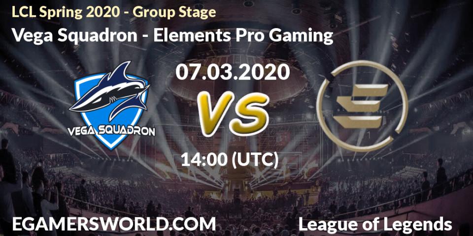 Vega Squadron vs Elements Pro Gaming: Betting TIp, Match Prediction. 07.03.20. LoL, LCL Spring 2020 - Group Stage