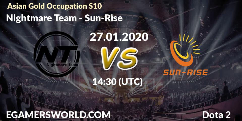 Nightmare Team vs Sun-Rise: Betting TIp, Match Prediction. 27.01.20. Dota 2, Asian Gold Occupation S10