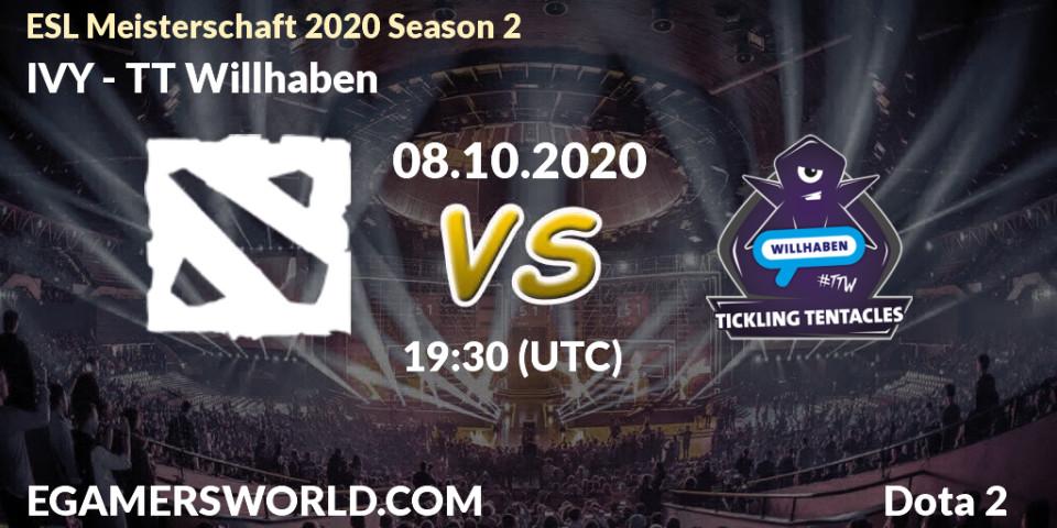 IVY vs TT Willhaben: Betting TIp, Match Prediction. 08.10.2020 at 19:36. Dota 2, ESL Meisterschaft 2020 Season 2