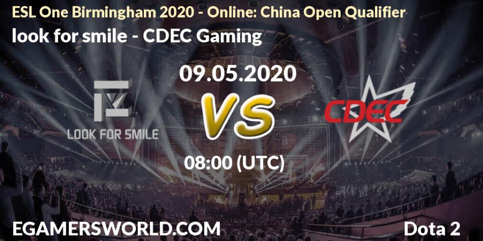 look for smile vs CDEC Gaming: Betting TIp, Match Prediction. 09.05.20. Dota 2, ESL One Birmingham 2020 - Online: China Open Qualifier