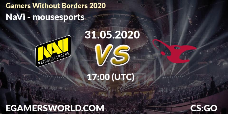 NaVi vs mousesports: Betting TIp, Match Prediction. 31.05.2020 at 17:05. Counter-Strike (CS2), Gamers Without Borders 2020