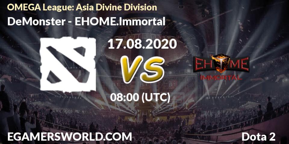DeMonster vs EHOME.Immortal: Betting TIp, Match Prediction. 17.08.20. Dota 2, OMEGA League: Asia Divine Division