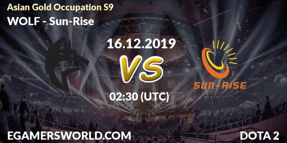 WOLF vs Sun-Rise: Betting TIp, Match Prediction. 16.12.19. Dota 2, Asian Gold Occupation S9 