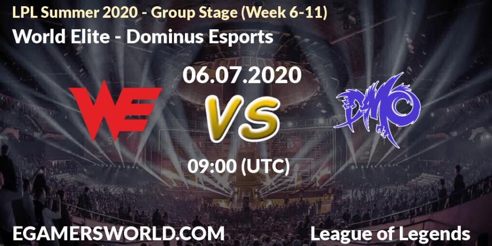 World Elite vs Dominus Esports: Betting TIp, Match Prediction. 06.07.20. LoL, LPL Summer 2020 - Group Stage (Week 6-11)
