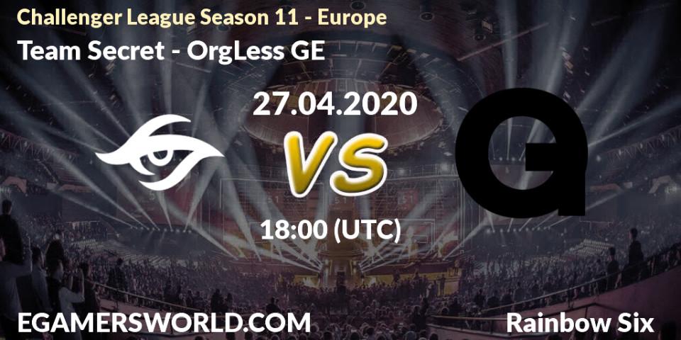 Team Secret vs OrgLess GE: Betting TIp, Match Prediction. 28.04.20. Rainbow Six, Challenger League Season 11 - Europe