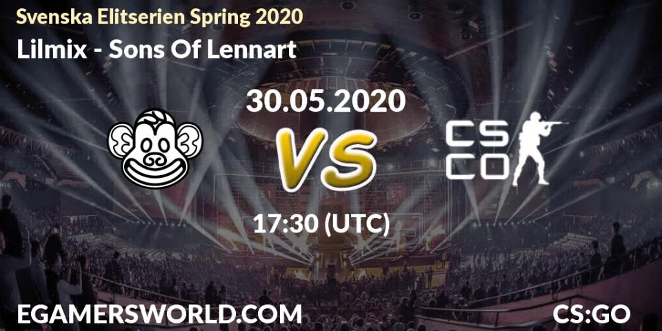 Lilmix vs Sons Of Lennart: Betting TIp, Match Prediction. 30.05.2020 at 17:40. Counter-Strike (CS2), Svenska Elitserien Spring 2020
